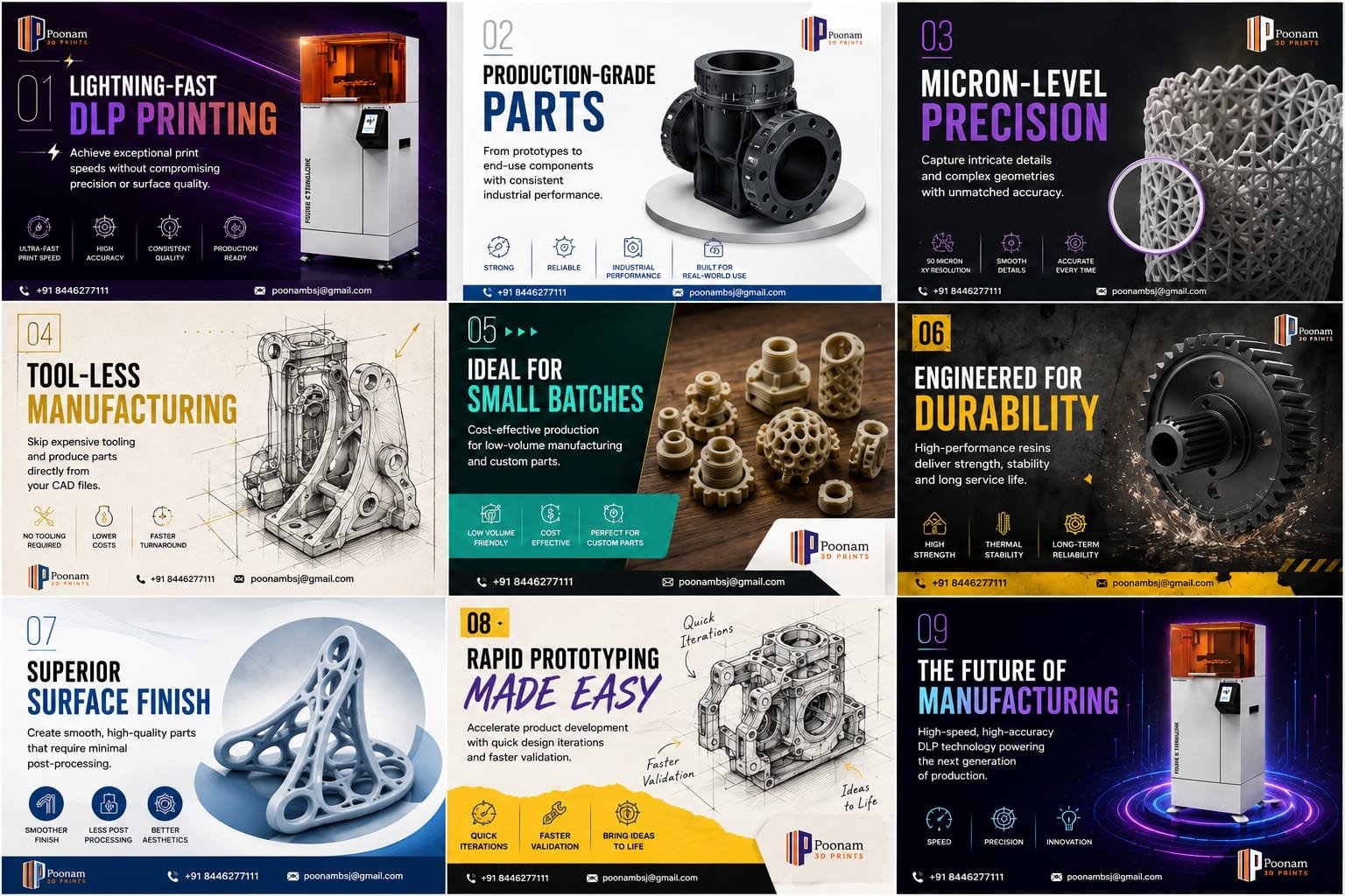 3D printed components and production applications